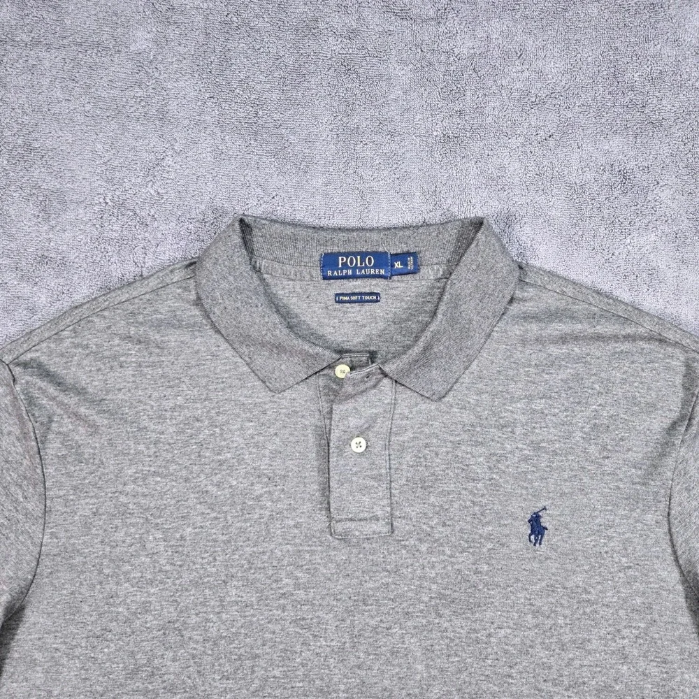 Polo Ralph Lauren Polo Shirt Mens XL Grey Excellent Pima Soft Touch Short Sleeve